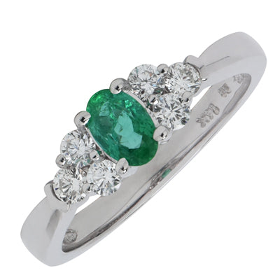 Oval Emerald Ring in 14kt White Gold with Diamonds (1/3ct tw)