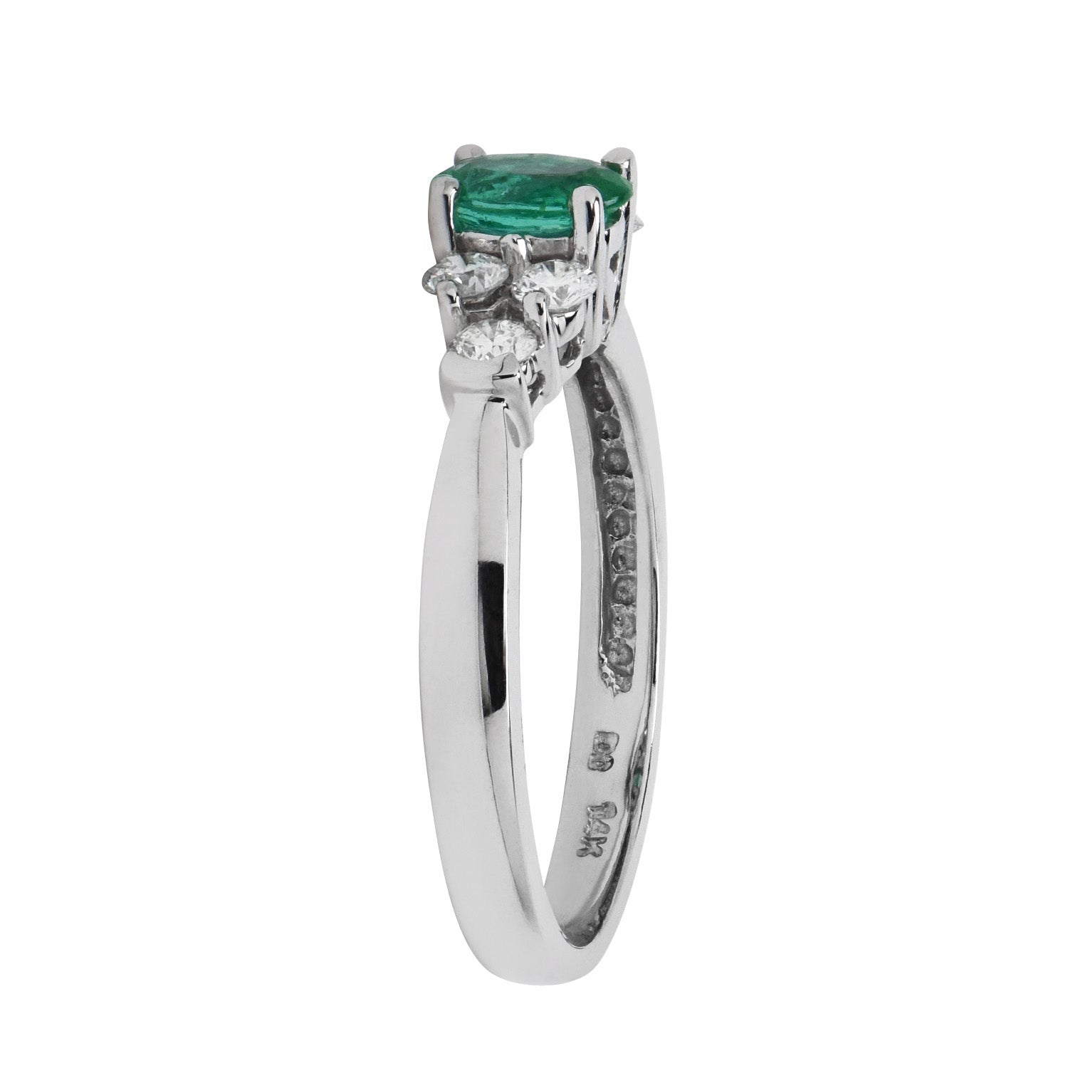 Oval Emerald Ring in 14kt White Gold with Diamonds (1/3ct tw)