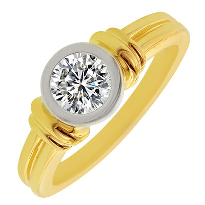 Daydream Bezel Solitaire Setting in 14kt Yellow and White Gold