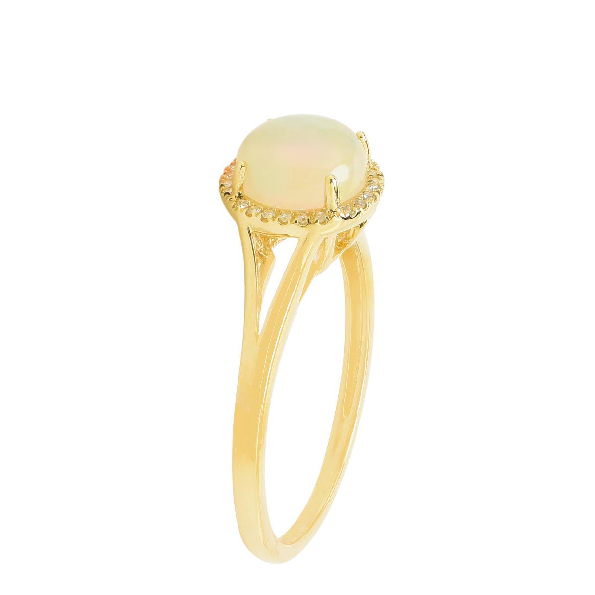Madison L Ethiopian Opal Halo Ring in 14kt Yellow Gold with Diamonds (1/20ct tw)