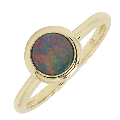 Parlé Australian Opal Doublet Ring in 14kt Yellow Gold