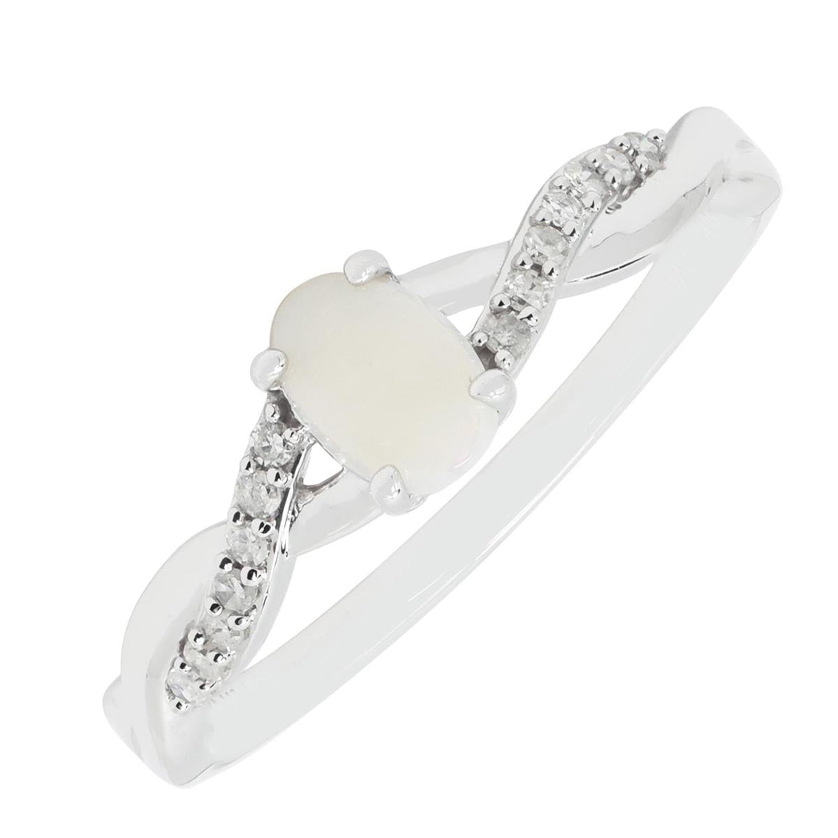 Oval Opal Ring in 10kt White Gold with Diamonds (1/10ct tw)