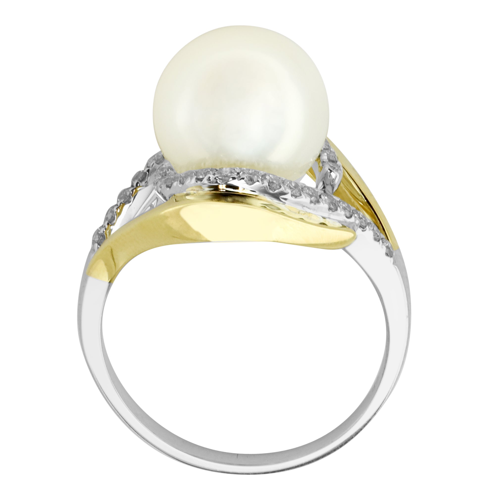 White South Sea Pearl Ring in 14kt White and Yellow Gold with Diamonds (1/3ct tw) (10-11mm pearl)