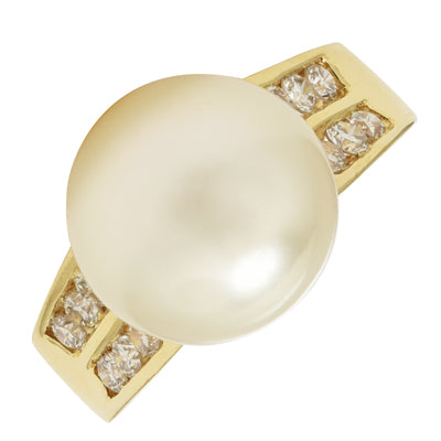 South Sea Pearl Ring in 18kt Yellow Gold with Diamonds (.56ct tw and 12mm pearl)