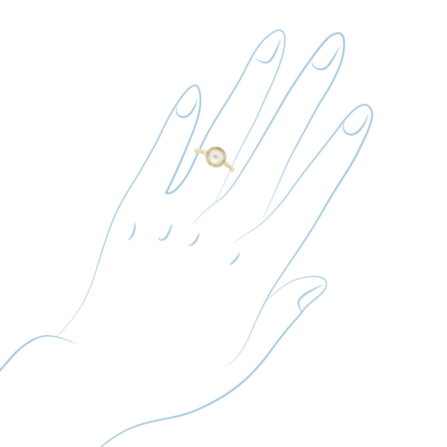 Madison L Cultured Freshwater Pearl Halo Ring in 14kt Yellow Gold with Diamonds (6mm pearl and 1/10ct tw)