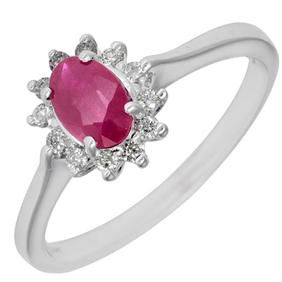 Ruby Ring in 14kt White Gold with Diamonds (1/7ct tw)