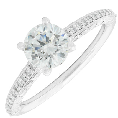 Ritani Engraved Diamond Engagement Ring Setting in 14kt White Gold (1/7ct tw)