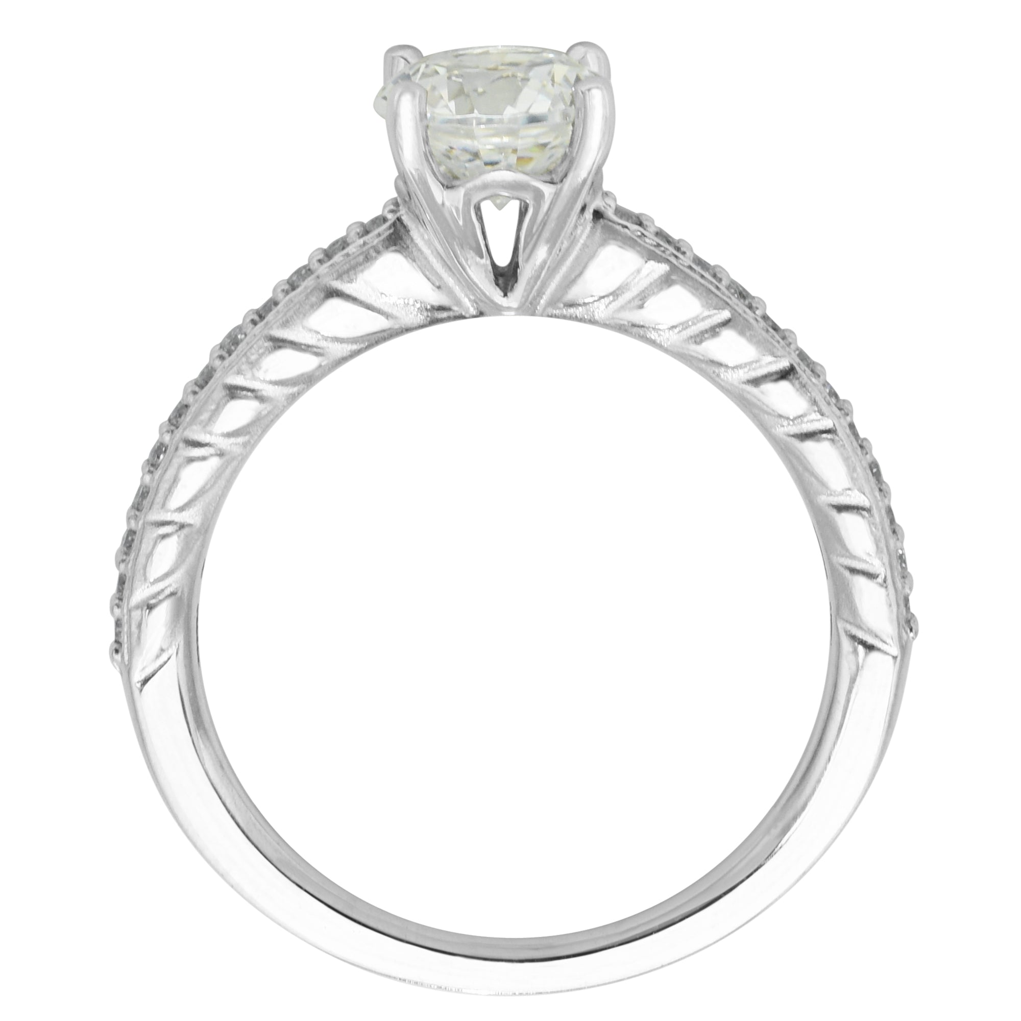 Ritani Engraved Diamond Engagement Ring Setting in 14kt White Gold (1/7ct tw)
