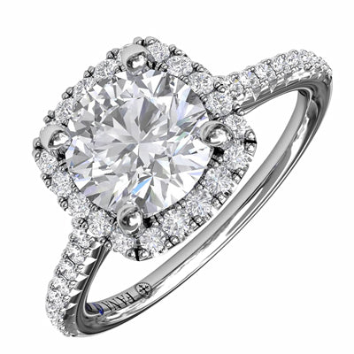 Fana Delicate Cushion Halo Diamond Engagement Ring Setting in 14kt White Gold (1/3ct tw)