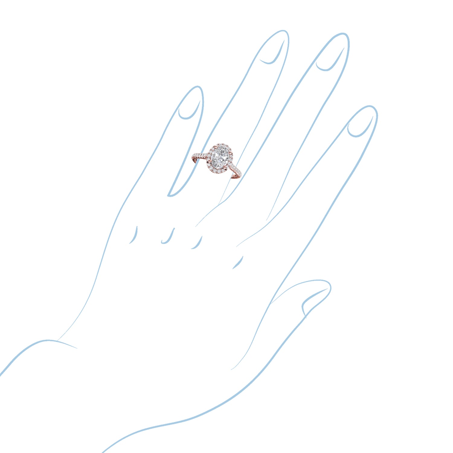 Fana Delicate Oval Shaped Halo And Pave Band Engagement Ring Setting in 14kt Rose Gold (1/3ct tw)