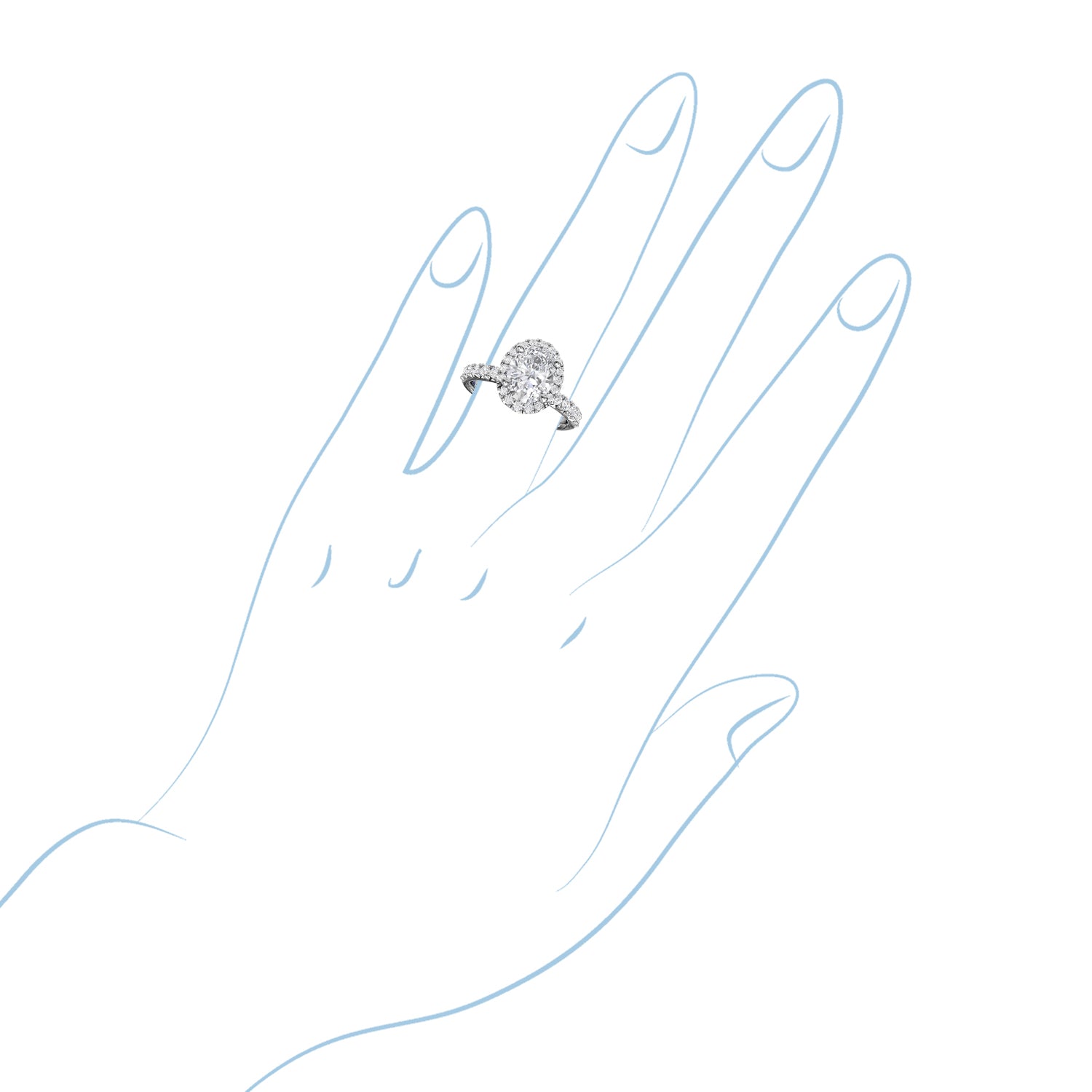 Fana Classic Halo Oval Diamond Engagement Ring Setting in 14kt White Gold (5/8ct tw)