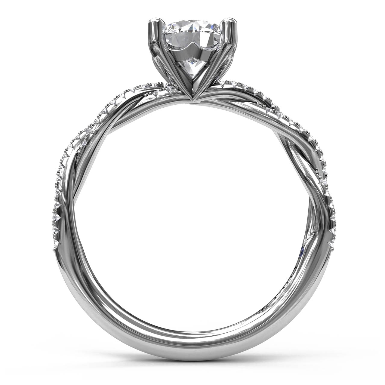 Fana Petite Diamond Twist Engagement Ring Setting in 14kt White Gold (1/5ct tw)