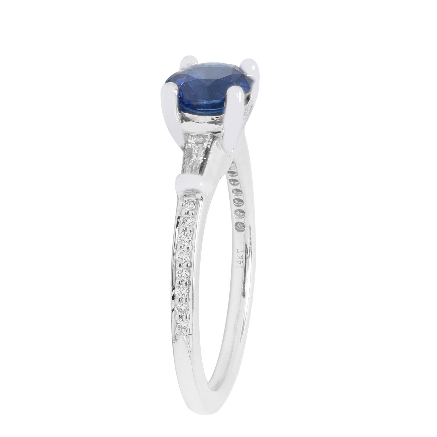 Ceylon Sapphire Ring in 14Kt White Gold with Diamonds (1/7ct tw)