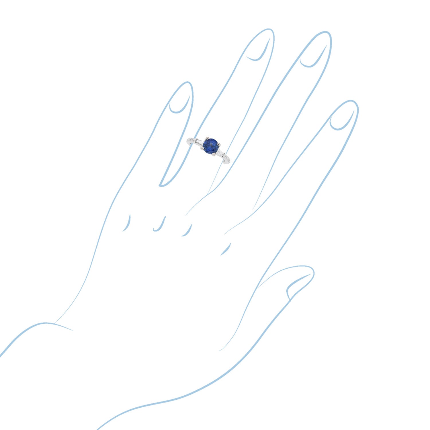 Ceylon Sapphire Ring in 14Kt White Gold with Diamonds (1/7ct tw)