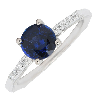 Sapphire Ring in 14kt White Gold with Diamonds (1/10ct tw)