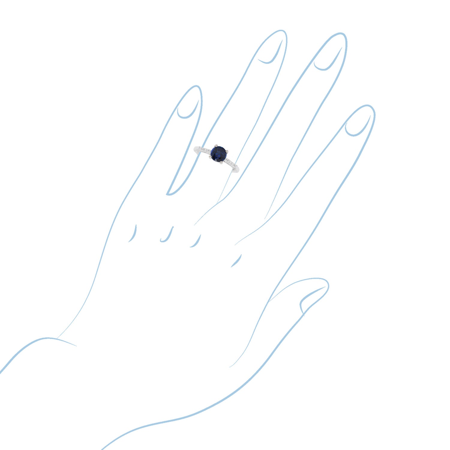 Sapphire Ring in 14kt White Gold with Diamonds (1/10ct tw)