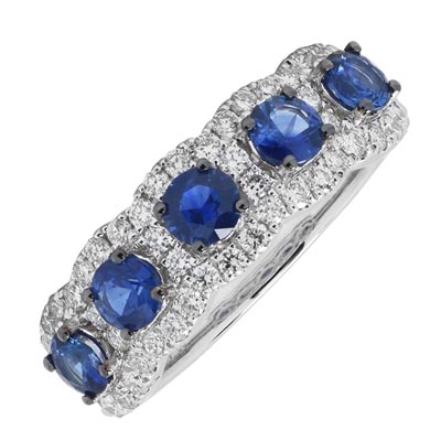 Sapphire Ring in 14kt White Gold with Diamonds (3/8ct tw)