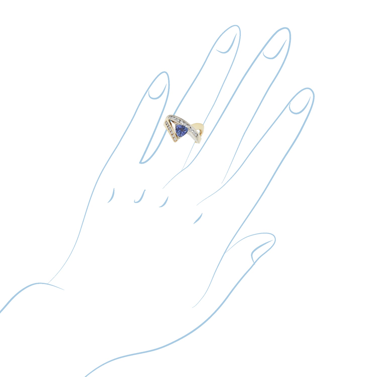 Tanzanite Ring in 14kt Yellow and White Gold with Diamonds(3/8ct tw)