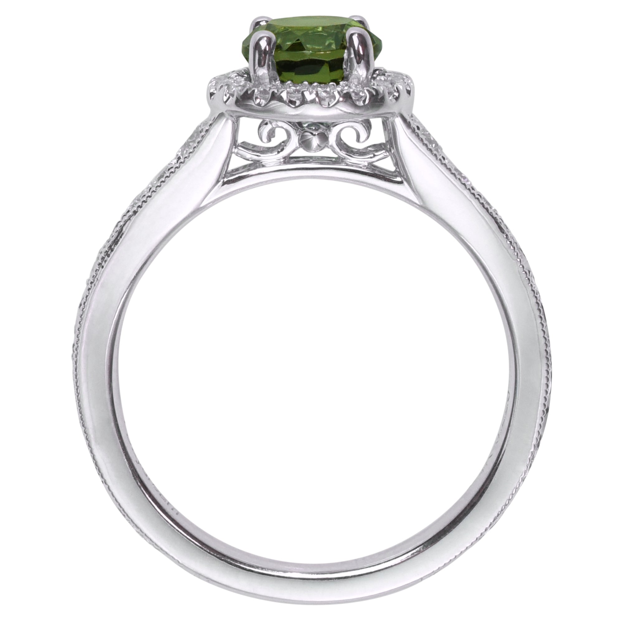 Maine Green Tourmaline Halo Ring in 14kt White Gold with Diamonds (1/4ct tw)