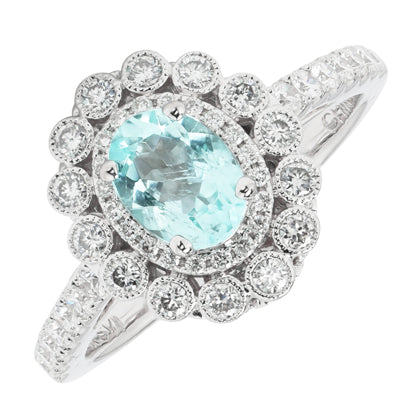 Paraiba Tourmaline Ring in 14kt White Gold with Diamonds (5/8ct tw)