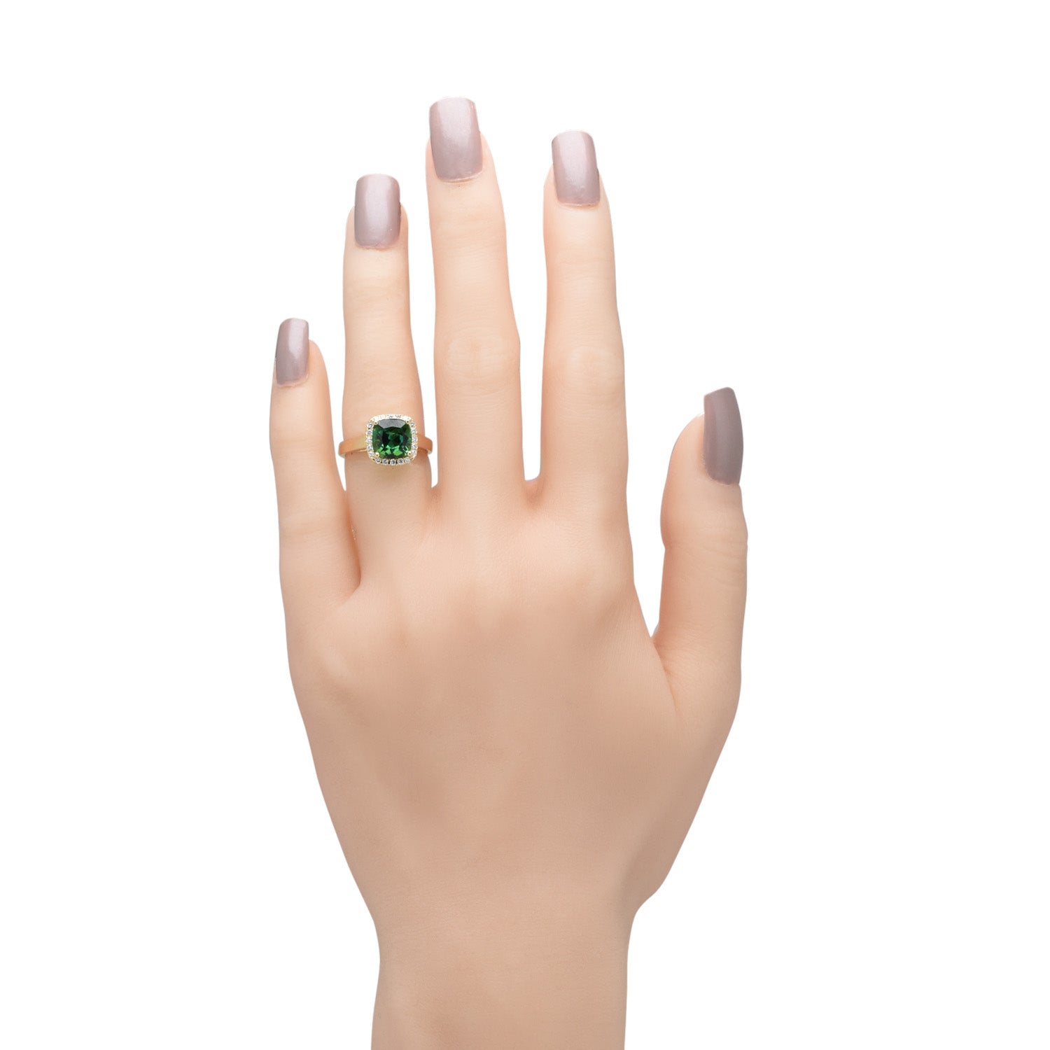 Green Tourmaline Ring in 14kt Yellow Gold with Diamonds (1/10ct tw)