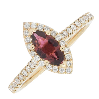Maine Pink Tourmaline Marquise Ring in 14kt Yellow Gold with Diamonds (1/4ct tw)