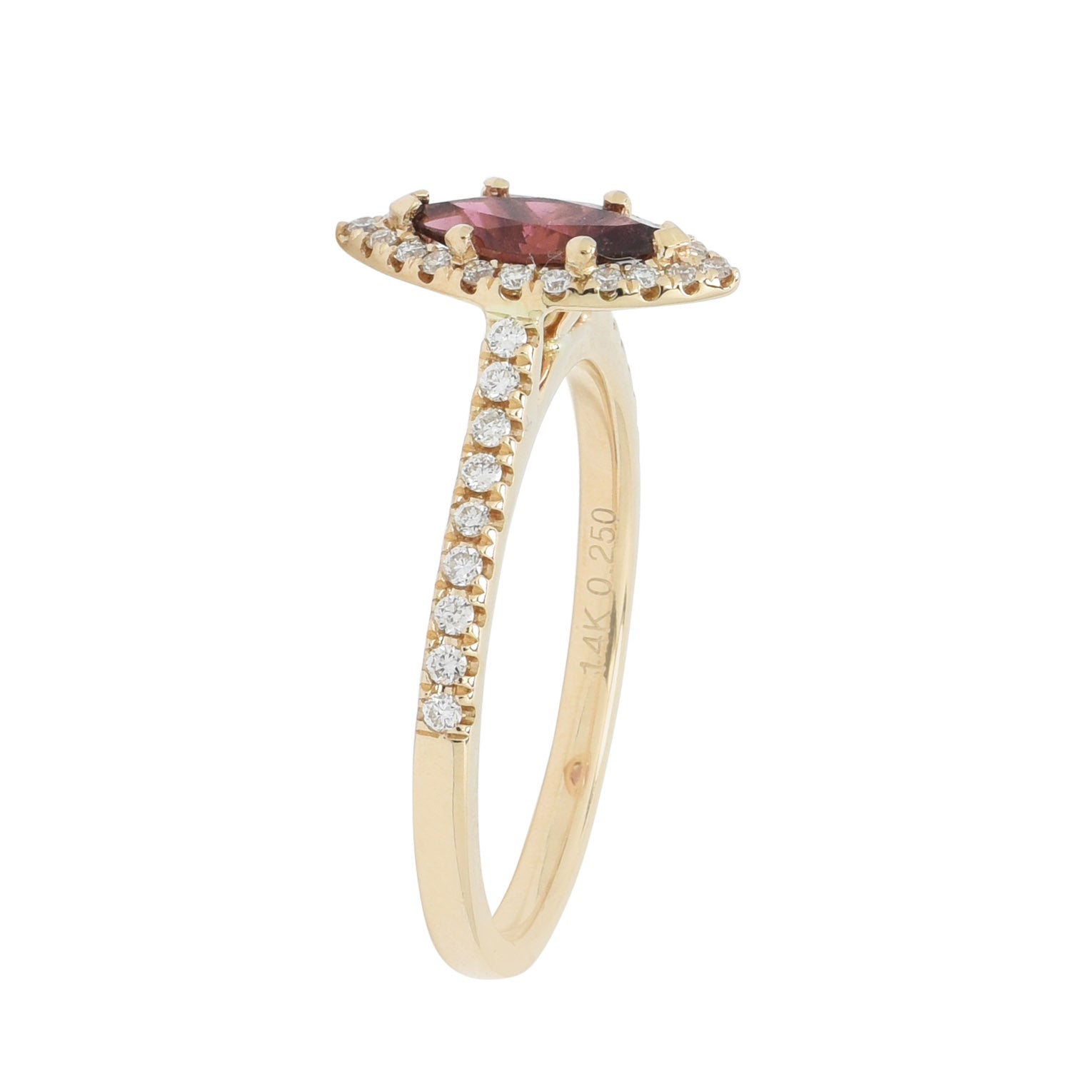 Maine Pink Tourmaline Marquise Ring in 14kt Yellow Gold with Diamonds (1/4ct tw)