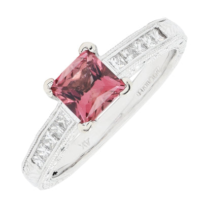 Maine Pink Tourmaline Ring in 14kt White Gold with Diamonds (1/4ct tw)