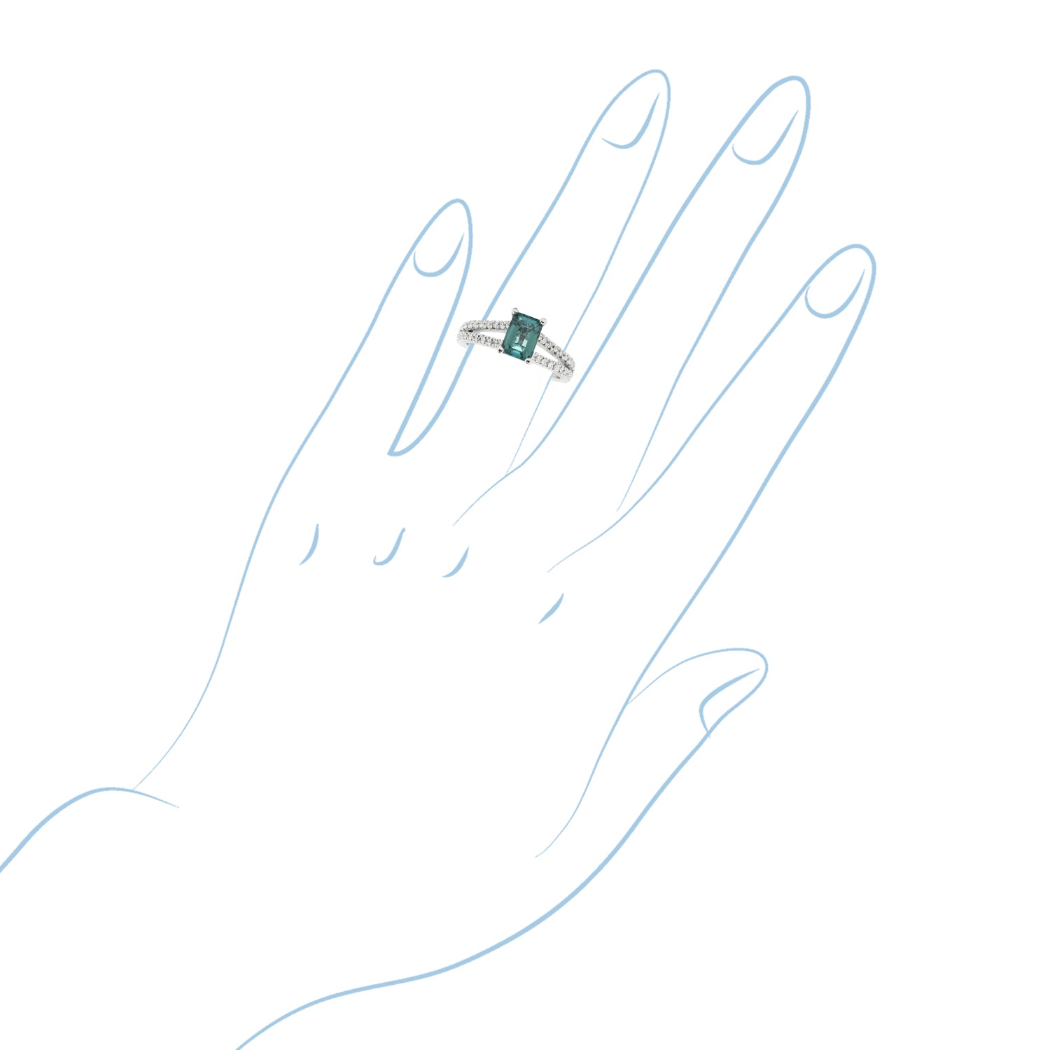 Maine Green Tourmaline Ring in Platinum with Diamonds (1/4ct tw)