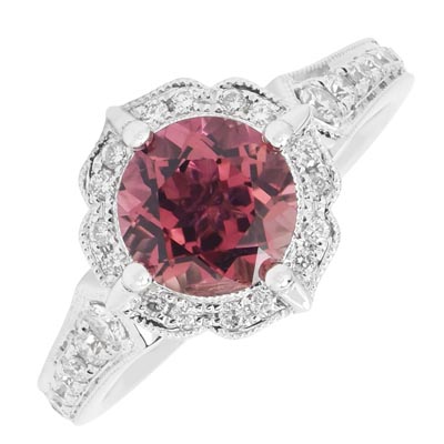 Maine Pink Tourmaline Ring in 14kt White Gold with Diamonds (1/3ct tw)