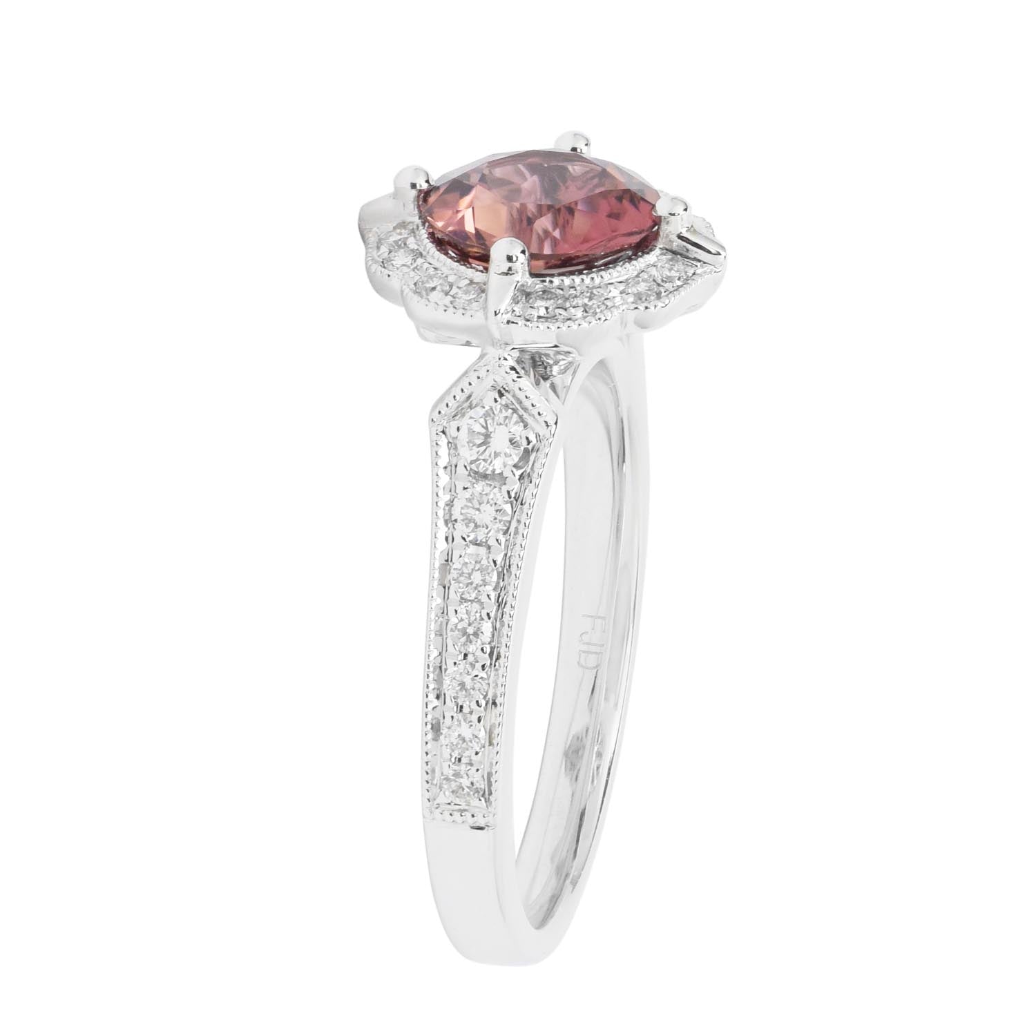 Maine Pink Tourmaline Ring in 14kt White Gold with Diamonds (1/3ct tw)