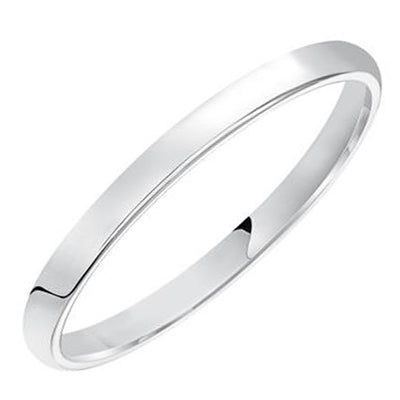 Plain Low Dome Wedding Band in 14kt White Gold (2mm Size 4-8)
