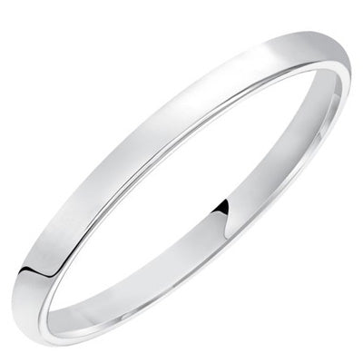 Plain Dome Wedding Band in 10kt White Gold (2mm size 4-8)