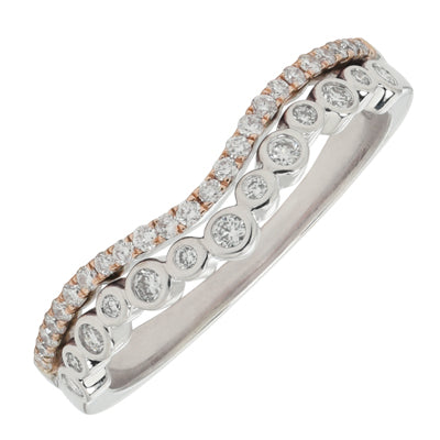 Diamond Curved Band in 14kt White and Rose Gold (1/4ct tw)