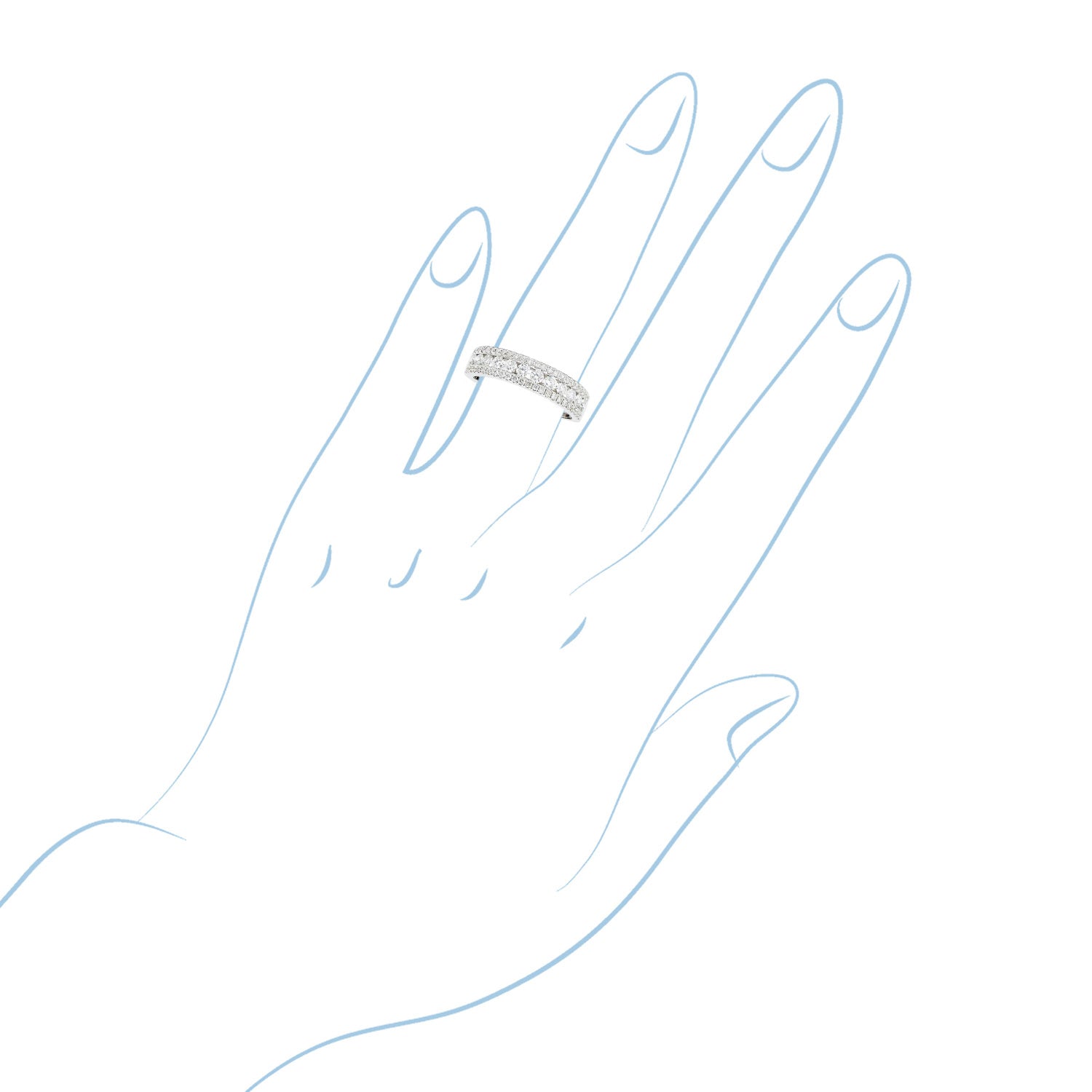 Diamond Three Row Band in 14kt White Gold (3/4ct tw)