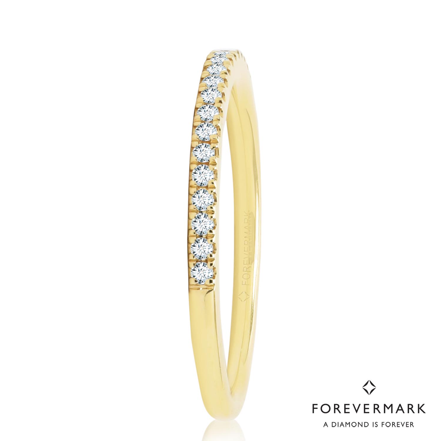 De Beers Forevermark Petite Micro Pave Comfort Fit Diamond Band in 18kt Yellow Gold (1/7ct tw)