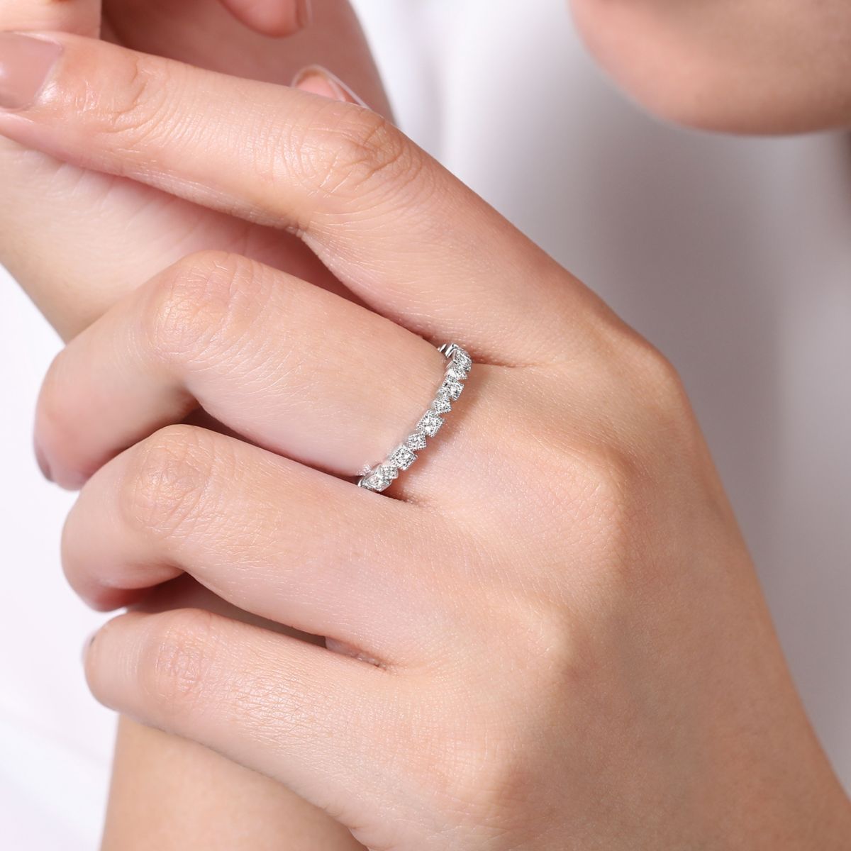 Gabriel Diamond Stackable Band in 14kt White Gold (1/10ct tw)