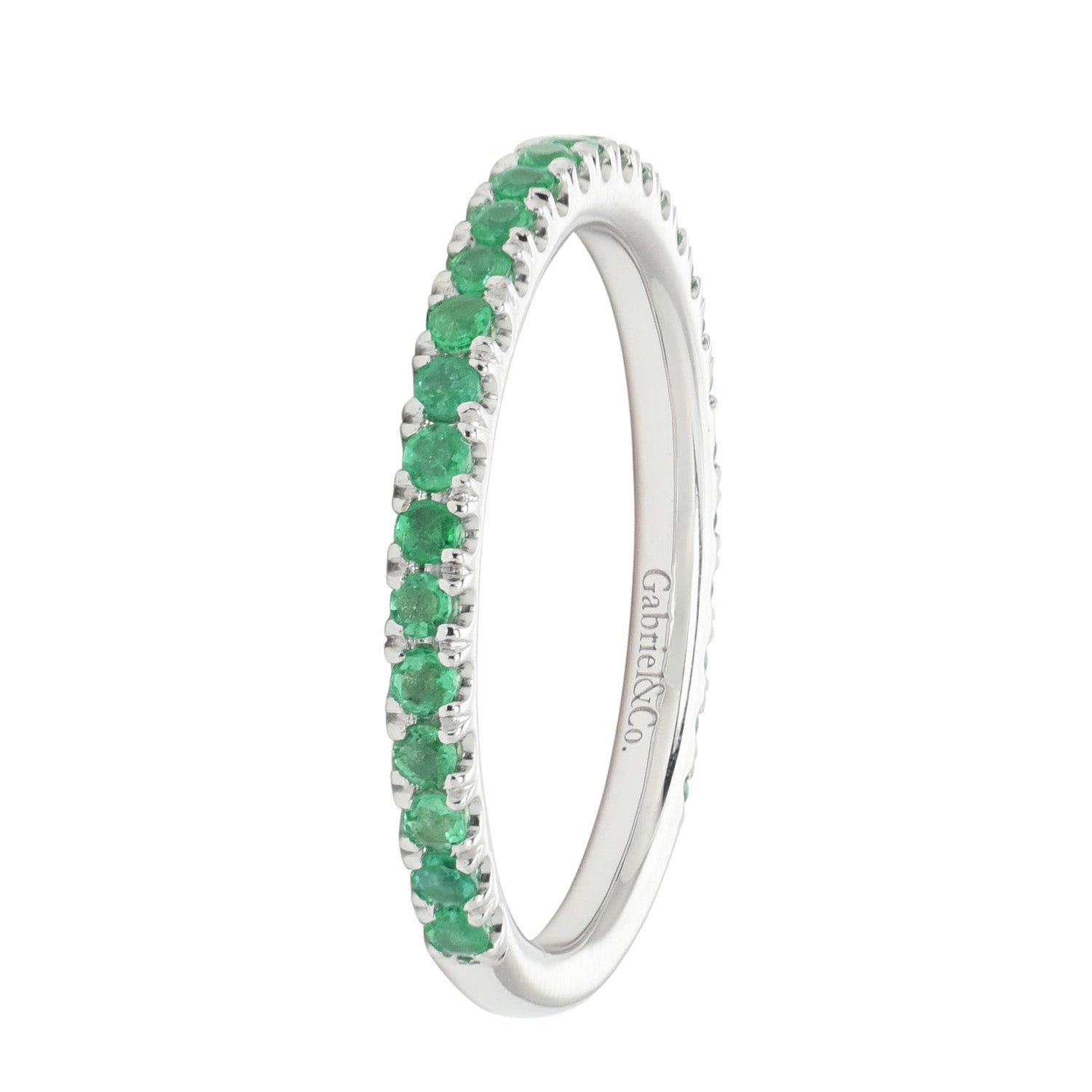 Gabriel Emerald Stackable Band in 14kt White Gold