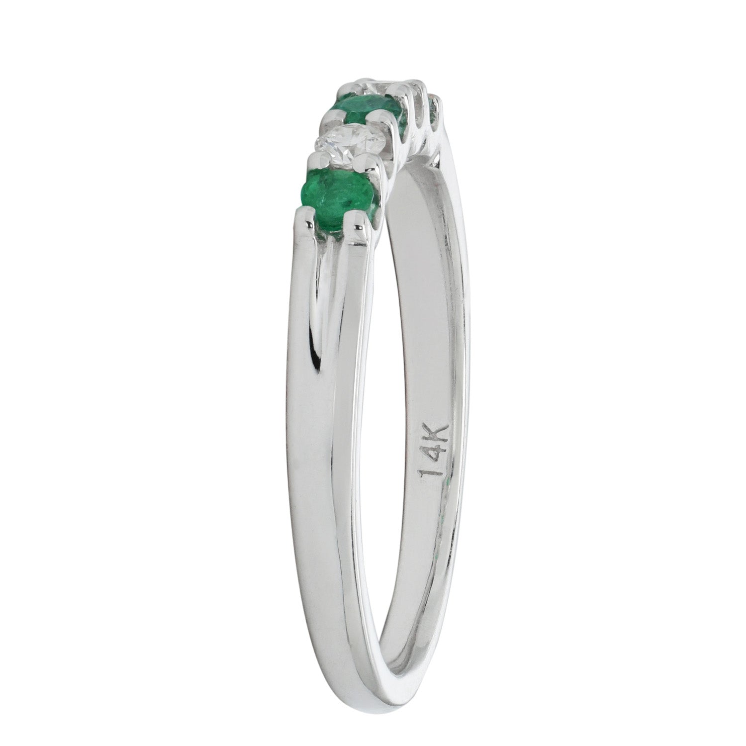 Emerald and Diamond Anniversary Band in 14kt White Gold (1/10ct tw)