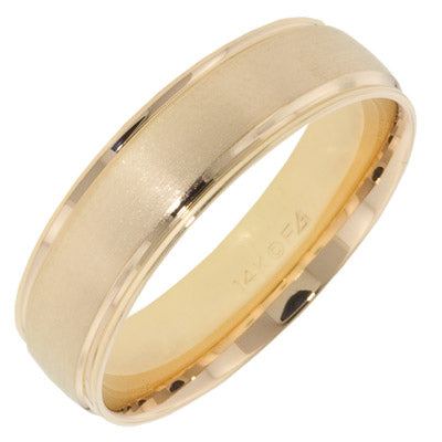 Mens Satin Finish Wedding Band in 14kt Yellow Gold (6mm)
