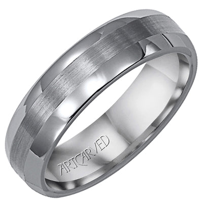 ArtCarved Aurora Mens Satin Wedding Ring in Tungsten (6mm)