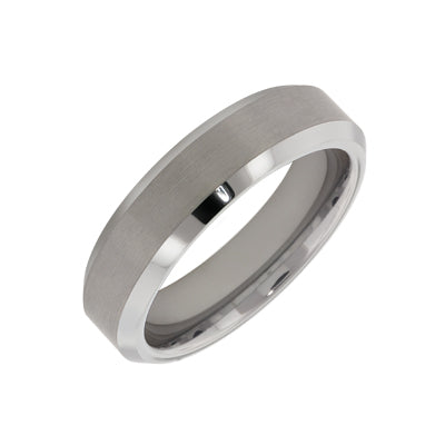 Triton Mens Beveled Wedding Band in Tungsten (6mm)