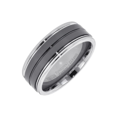 Mens Tungsten Ceramic Comfort Fit Band (8mm)