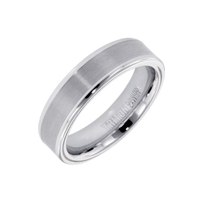 Triton Mens Comfort Fit Wedding Band in White Tungsten (6mm )