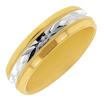 Mens Wedding Band in 14kt Yellow and White Gold (6mm)