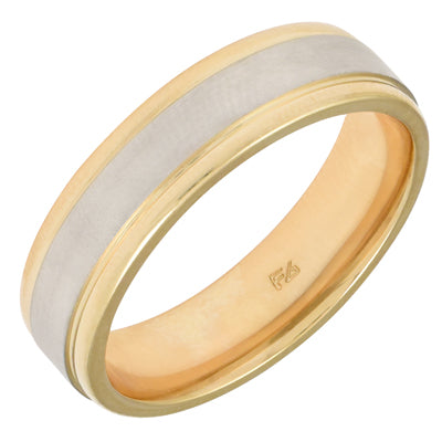 Mens Wedding Band in 14kt White and Yellow Gold