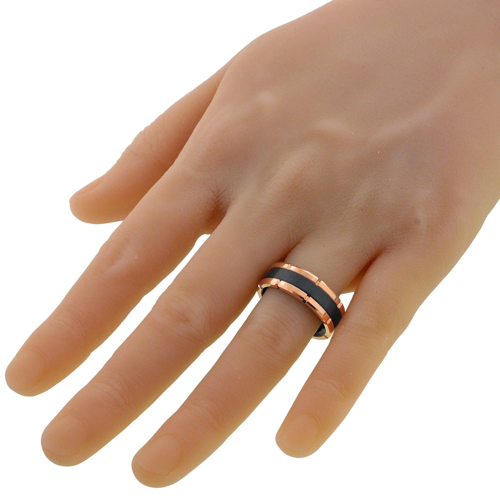Triton Mens Band in Black and Rose Tungsten (8mm)