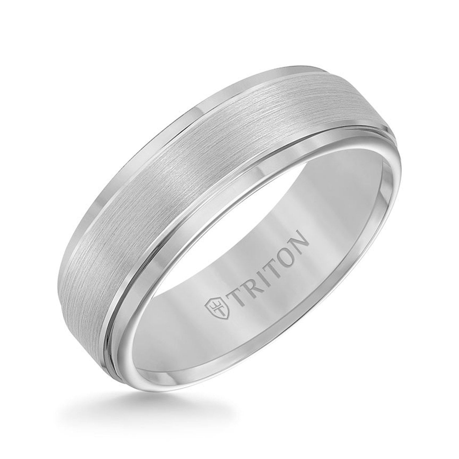 Triton Mens Comfort Fit Wedding Band in Gray Tungsten (7mm)