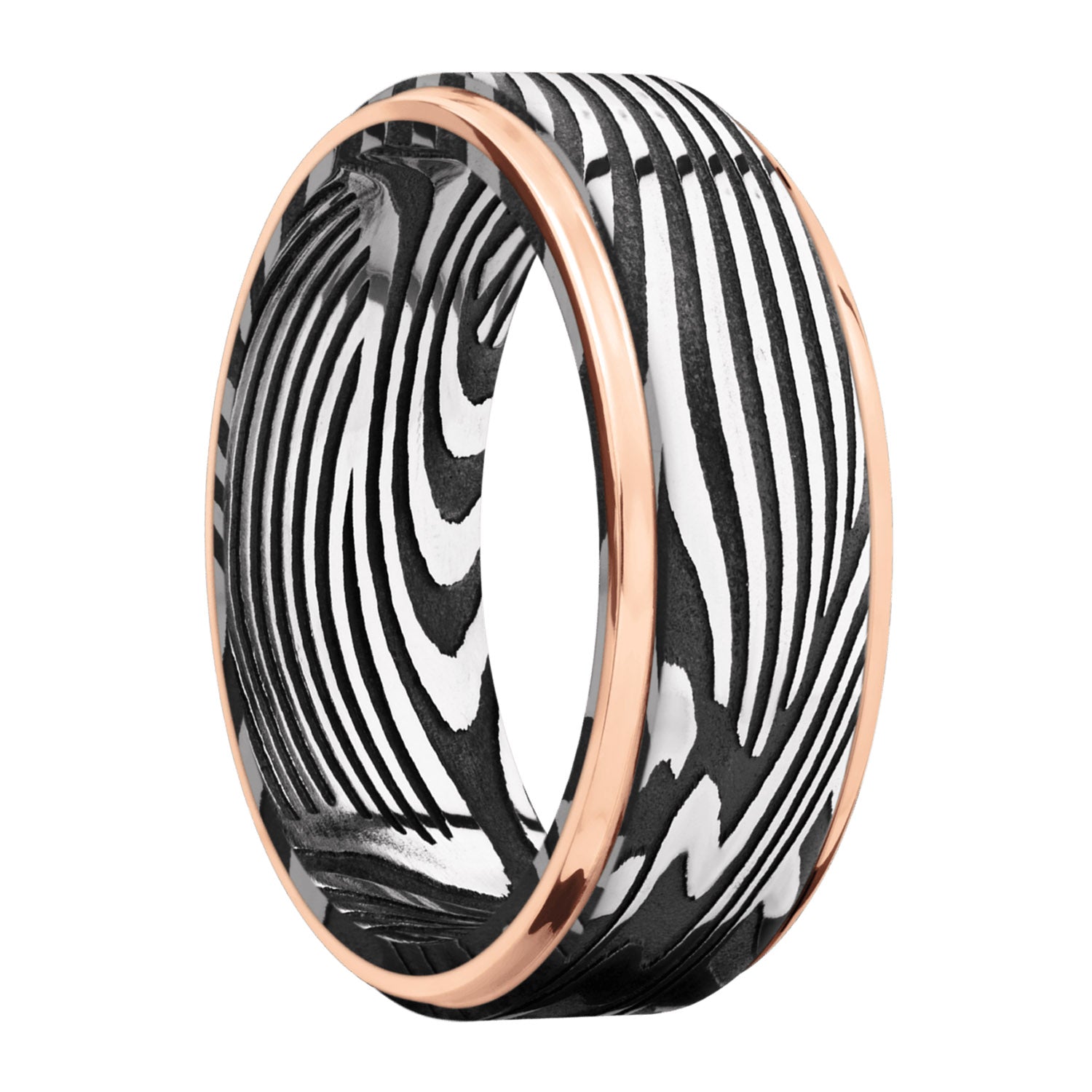 Lashbrook Wedding Band in Damascus and 14kt Rose Gold (8mm)