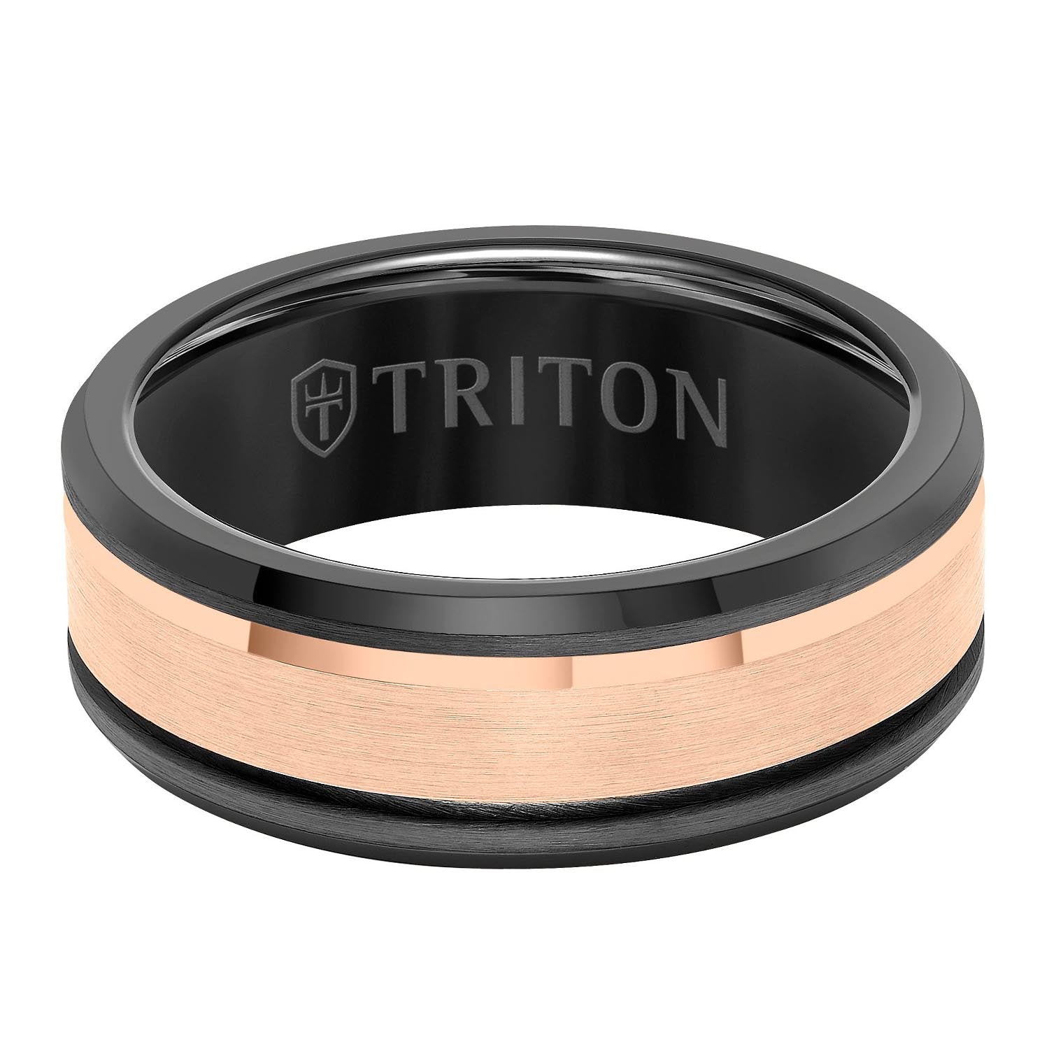 Triton Mens Band in Rose and Gray Tungsten (8mm)